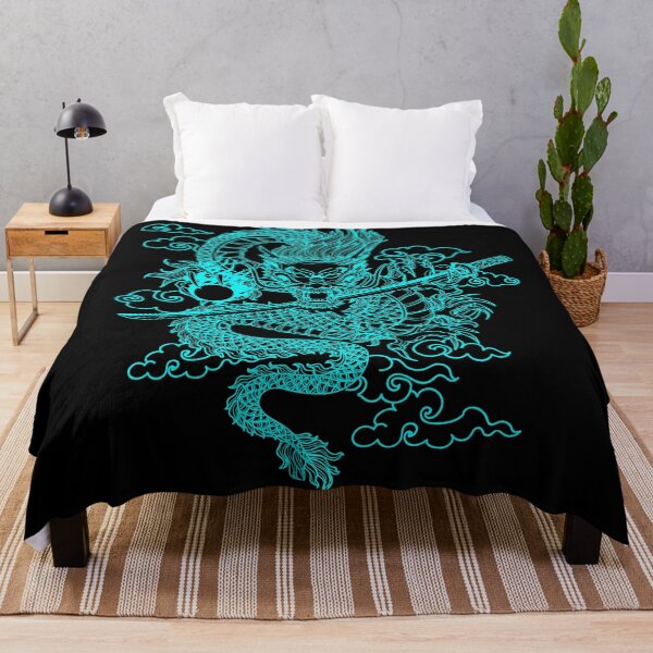Item preview, Turquoise Chinese Dragon with Black Background designed and sold by SoccaTamam.