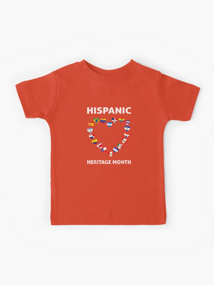Hispanic Heritage Month Shirt For Kids - Retro Latino Countries Flag Design 2-8T