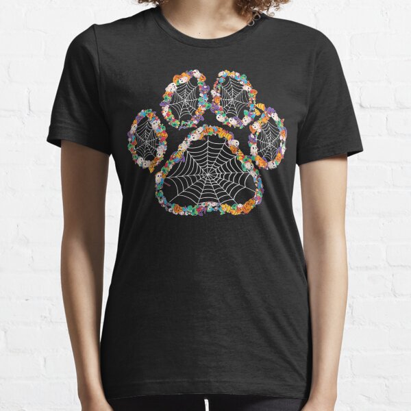 Paw Print Halloween Dog Candy Pumpkin Ghost Gift Women Girls Essential T-Shirt