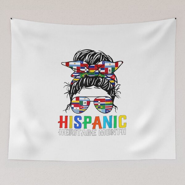 Item preview, National Hispanic Heritage Month Latin Flags Messy Bun designed and sold by Axelbergmann.
