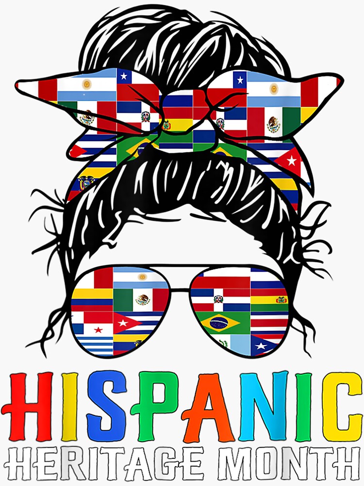 National Hispanic Heritage Month Latin Flags Messy Bun Sticker For Sale By Axelbergmann 8704