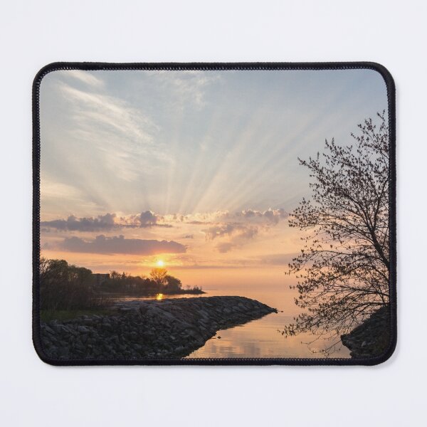 Item preview, Satiny God Rays Glow - Sublime Sunrise on the Lakeshore  designed and sold by Georgia Mizuleva.
