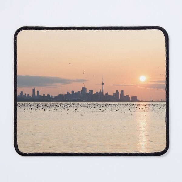 Item preview, Bird Flocks Sunup - Toronto Skyline with Thousands of Cormorants designed and sold by Georgia Mizuleva.
