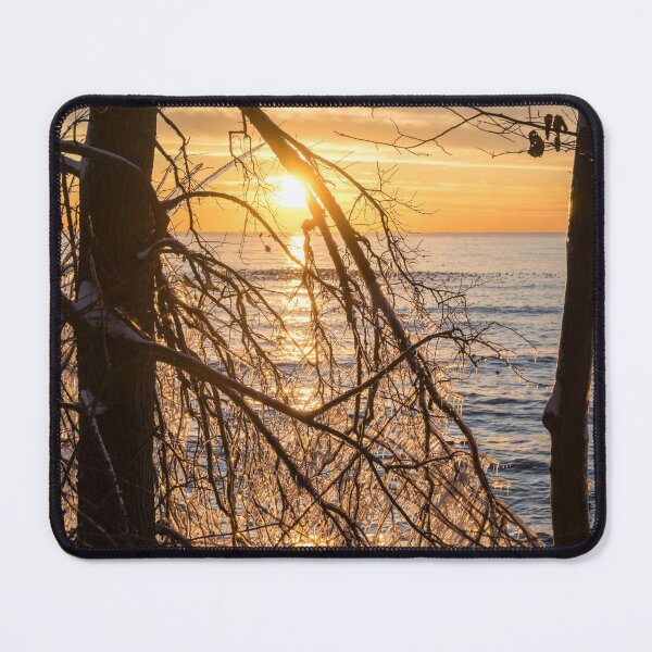 Item preview, Lacy Ice Screen - Sunrise Sub-Framed with a Filigree of Frozen Branches designed and sold by Georgia Mizuleva.