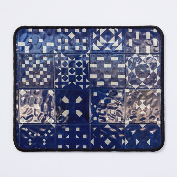 Item preview, Glossy Modern Azulejos - Shimmering Geometric Patterns in Blue and White designed and sold by Georgia Mizuleva.
