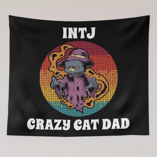Item preview, INTJ Crazy Cat Dad Groovy Halloween Party Retro Vintage designed and sold by ojdart.
