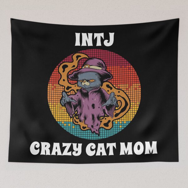 Item preview, INTJ Crazy Cat Mom Groovy Halloween Party Retro Vintage designed and sold by ojdart.
