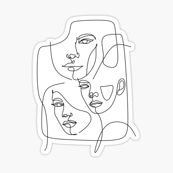 Minimalist Feminist Faces - Line Drawing Stainless Steel Wide Mouth Water  Bottle