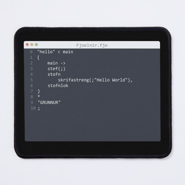 Artikelvorschau, . Fjoelnir language Hello World program sample in editor window entworfen und verkauft von IuriiVlasenko.