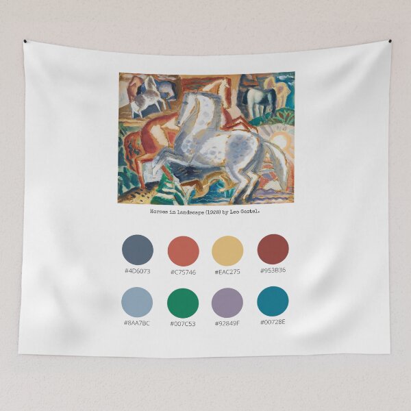 Item preview, Colour Palette of Horses in landscape (1928) by Leo Gestel.  designed and sold by CoffeewithAnh.