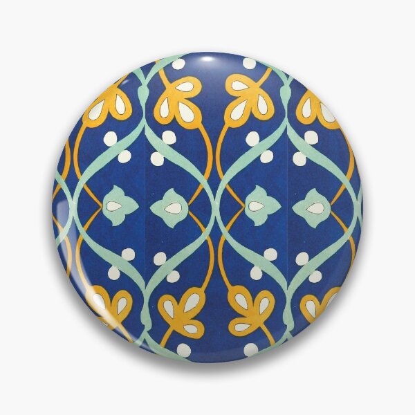 Item preview, Blue Teal Yellow long ornamental tile pattern designed and sold by hockeng.