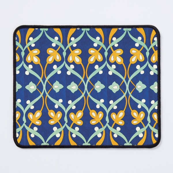 Item preview, Blue Teal Yellow long ornamental tile pattern designed and sold by hockeng.