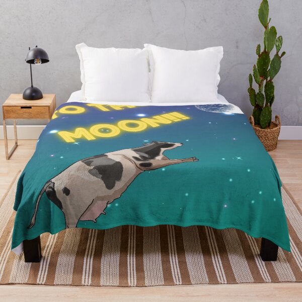 Artikelvorschau, Zum Mond - Kuh über Mond - Lustiges Bild entworfen und verkauft von BunnyBizarre.