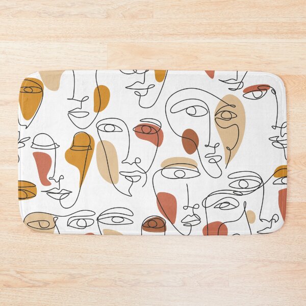 Item preview, Modern one line face seamless pattern with abstract background. For fabric, cards, print. Bright, rich colors. Women's faces. designed and sold by OneLinePrint.