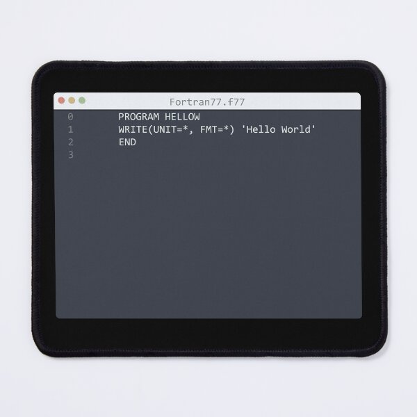 Artikelvorschau, . Fortran77 language Hello World program sample in editor window entworfen und verkauft von IuriiVlasenko.