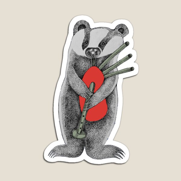 B Is For Badger playing the Bagpipes Magnet