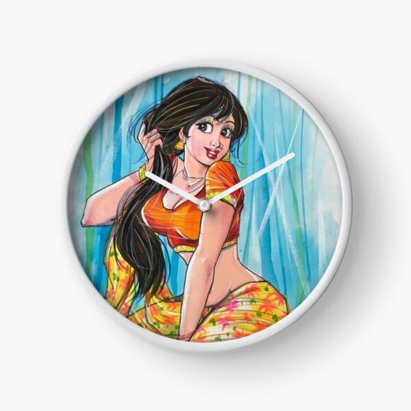 Beautiful Indian Woman Artwork BabyBee Clock