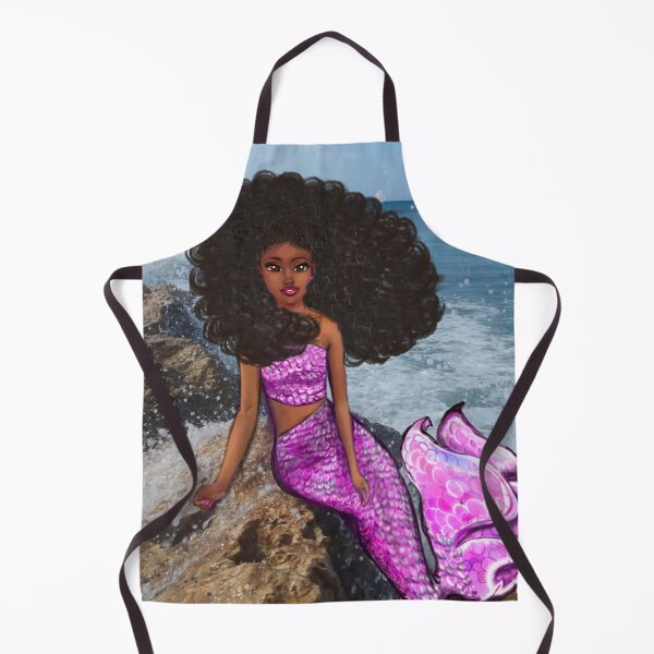 Item preview, Coco the Magical rainbow mermaid with brown eyes, flowing Afro hair and caramel brown skin designed and sold by Artonmytee.