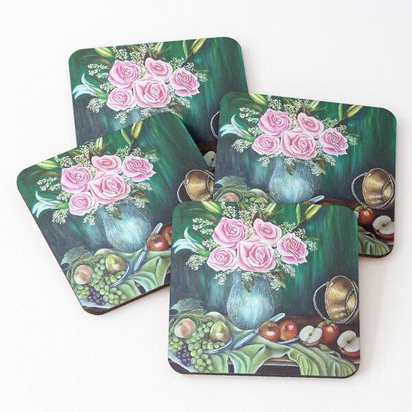 Item preview, ROSES COPPER POT AND APPLES  FINE ART PRINT,  STILL LIFE INSPIRED BY NATURE designed and sold by Adri Barnard.