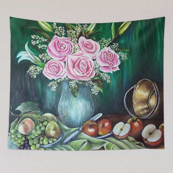 Item preview, ROSES COPPER POT AND APPLES  FINE ART PRINT,  STILL LIFE INSPIRED BY NATURE designed and sold by Adri Barnard.