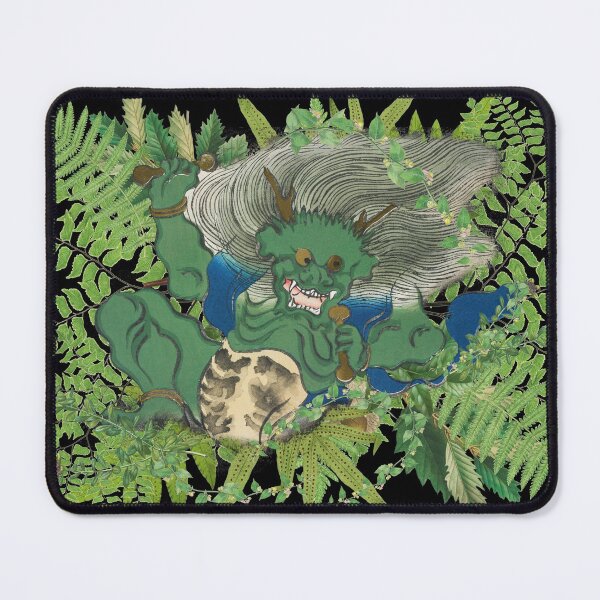 Item preview, Japanese Ancient Vintage Green Demon Surrounded By Green Leaves designed and sold by TrulyEpoque.