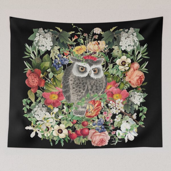 Item preview, What A Hoot, Japanese Vintage Owl And Summer Spring Flowers designed and sold by TrulyEpoque.