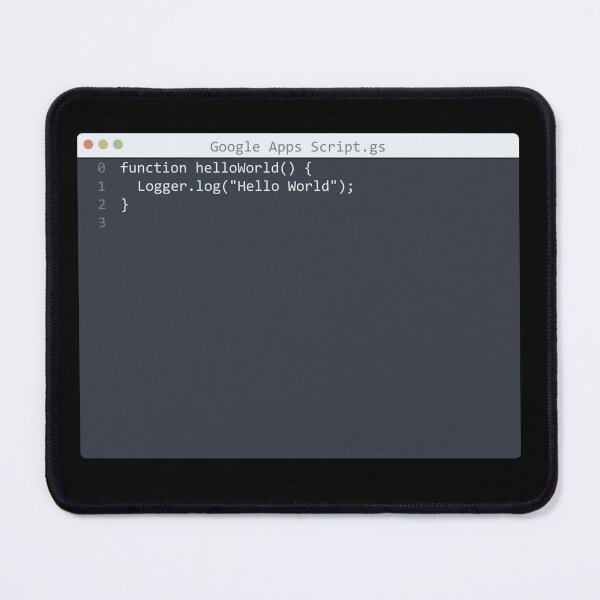 Item preview, . Google Apps Script language Hello World program sample in editor window designed and sold by IuriiVlasenko.