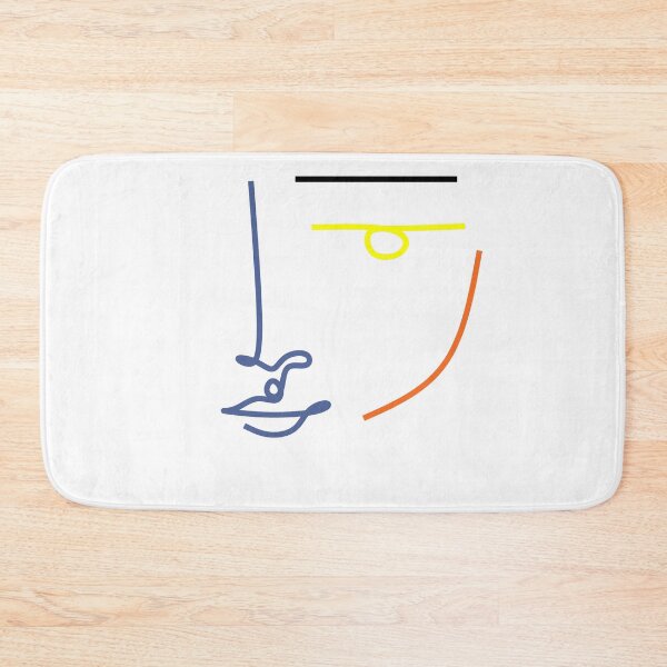 Item preview, Abstract Minimal Line Art face Blue Red Yellow Black designed and sold by OneLinePrint.