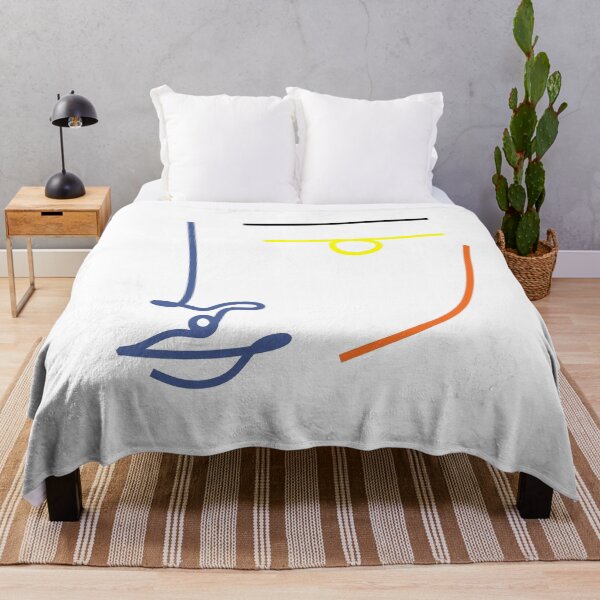 Item preview, Abstract Minimal Line Art face Blue Red Yellow Black designed and sold by OneLinePrint.