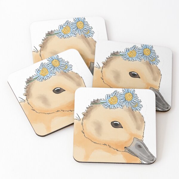 Item preview, Cute Duck - Kawaii Duckie - Duckling with Flowers designed and sold by BunnyBizarre.
