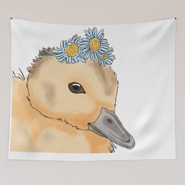 Item preview, Cute Duck - Kawaii Duckie - Duckling with Flowers designed and sold by BunnyBizarre.
