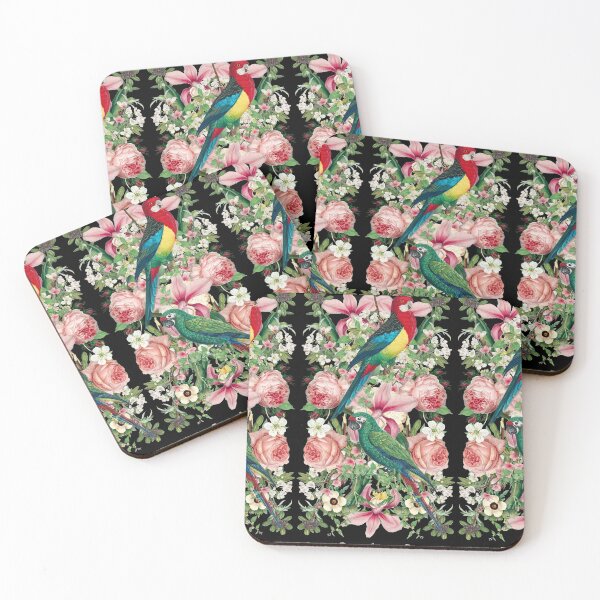 Item preview, Tropical Retro Vintage Parrots With Exotic Flowers designed and sold by TrulyEpoque.