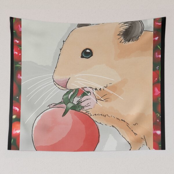 Item preview, Hamster with a Tomato - Hungry Hamster - Cute Pet designed and sold by BunnyBizarre.