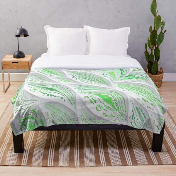 Abstract Green Leaves (D109) Throw Blanket