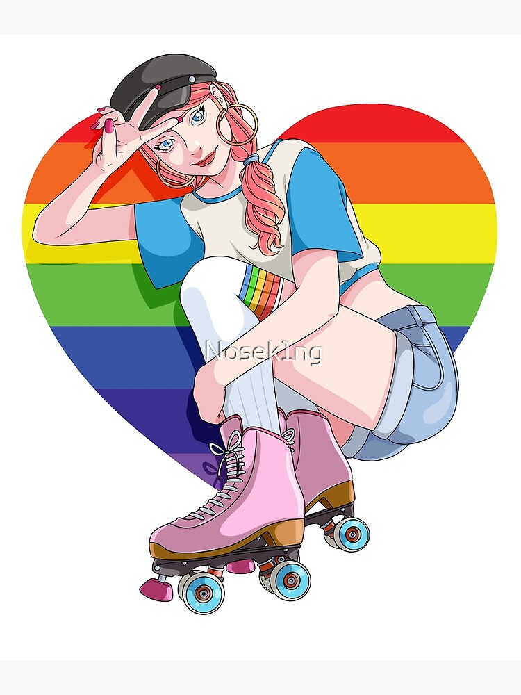 Vintage-Style MAGNET Happy Valentines Day Rollerskating Girl