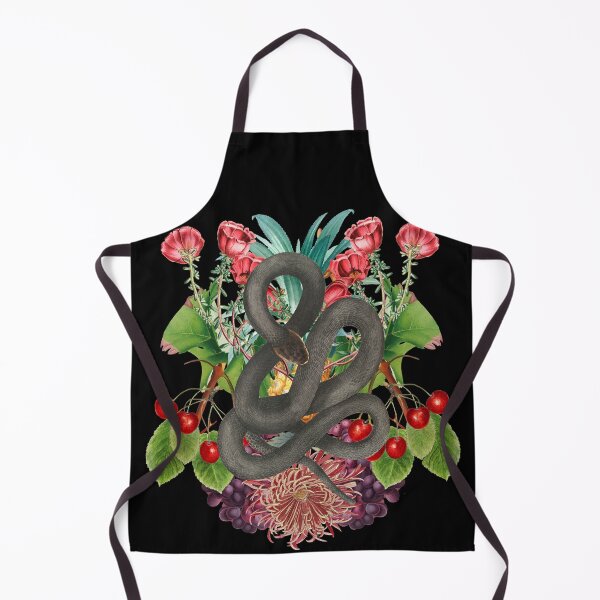 Item preview, Black Mamba Snake Vintage Design With Retro Cool Flowers And Juicy Red Cherries designed and sold by TrulyEpoque.