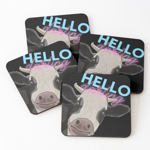 Item preview, Hello Darling - Black and White Cow - Greeting designed and sold by BunnyBizarre.