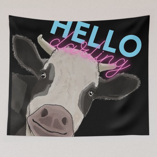 Item preview, Hello Darling - Black and White Cow - Greeting designed and sold by BunnyBizarre.