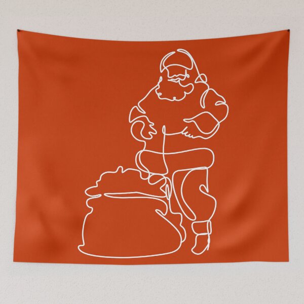 Item preview, One continuous drawn a single line Doodle character Santa Claus. Silhouette of Santa Claus. designed and sold by OneLinePrint.