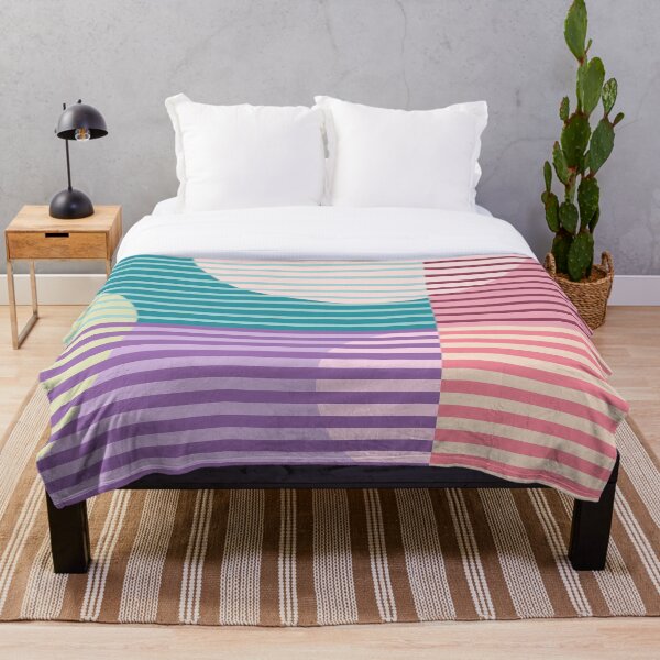 Item preview, Retro color block stripes with circles - Green, Purple, Orange and red designed and sold by misentangled.