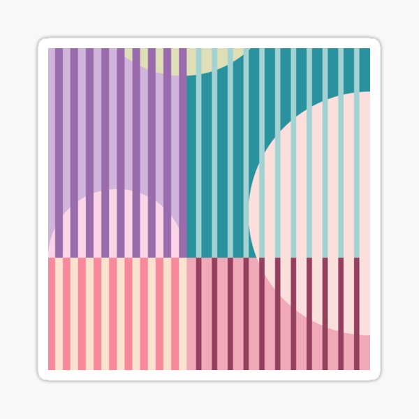 Item preview, Retro color block stripes with circles - Green, Purple, Orange and red designed and sold by misentangled.