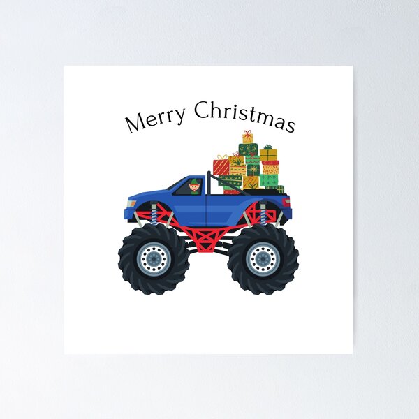 Item preview, Christmas Elf riding a Monster Truck designed and sold by ShirtsByDesign.