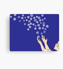 First Snow Night Snowflakes Canvas Print