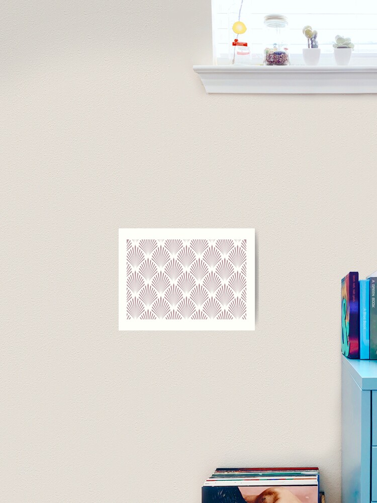 Thumbnail 2 von 3, Kunstdruck, Lilac and White Elegant Scallop Fan Pattern Pairs Sherwin Williams 2022 Popular Color Rosé SW 6290 - Colour Trends - Trending Hue designt und verkauft von ColorOfTheYears.