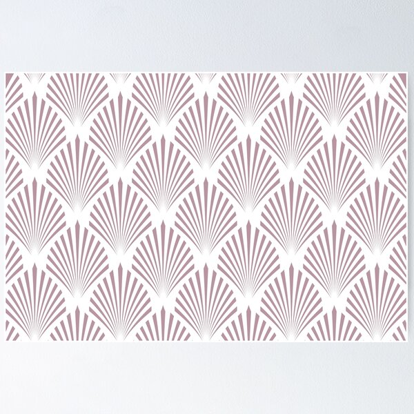 Artikelvorschau, Lilac and White Elegant Scallop Fan Pattern Pairs Sherwin Williams 2022 Popular Color Rosé SW 6290 - Colour Trends - Trending Hue entworfen und verkauft von ColorOfTheYears.
