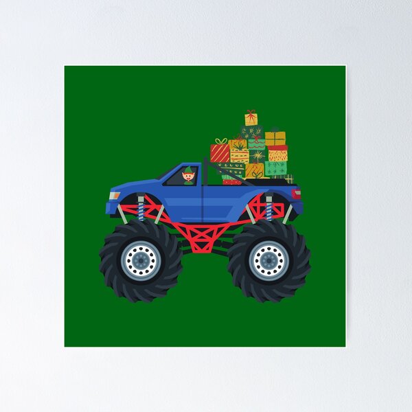 Item preview, Christmas Elf riding a Monster Truck designed and sold by ShirtsByDesign.