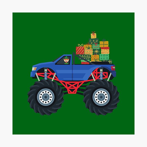 Artikelvorschau, Weihnachtself, der einen Monstertruck fährt entworfen und verkauft von ShirtsByDesign.