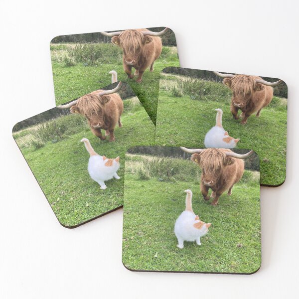 Item preview, Scottish Highland Cattle Cow and white Cat 2951 designed and sold by SaarelaHighland.