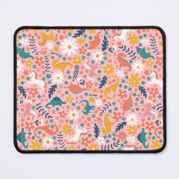 Item preview, Floral Burst of Dinosaurs + Unicorns in Pink designed and sold by latheandquill.