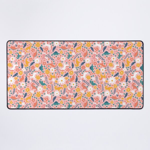Item preview, Floral Burst of Dinosaurs + Unicorns in Pink designed and sold by latheandquill.